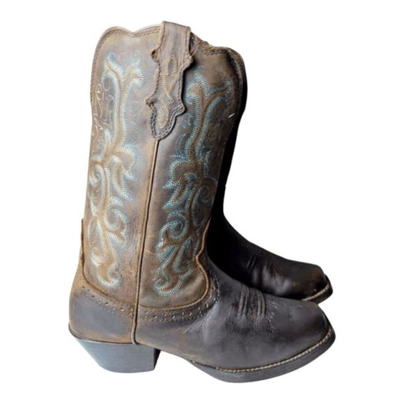 JUSTIN BOOTS 12' Square Toe Stampede Western Boot Size 9 - Picture 3 of 10